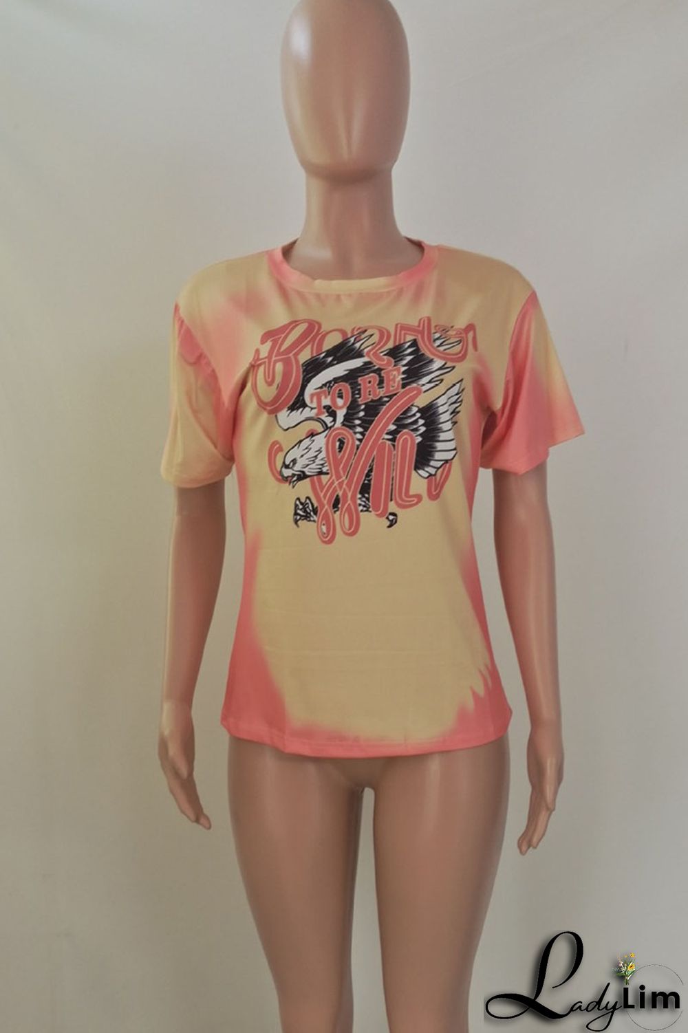 Grey Casual Street Print Split Joint O Neck T-Shirts