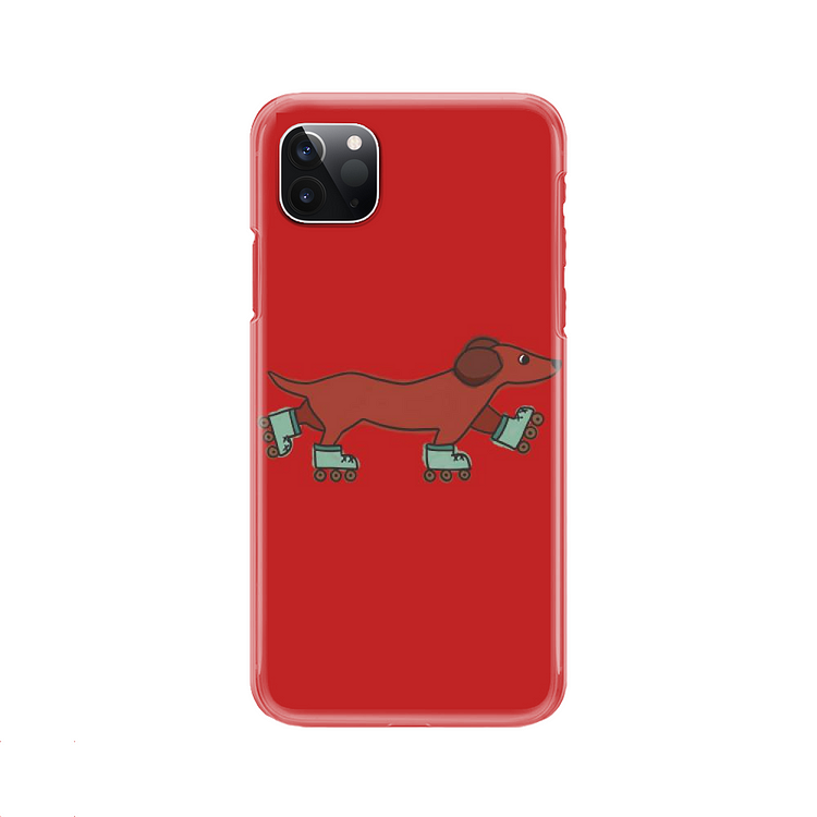 Wiener Dog Playing Ice Skating, Dachshund iPhone Case