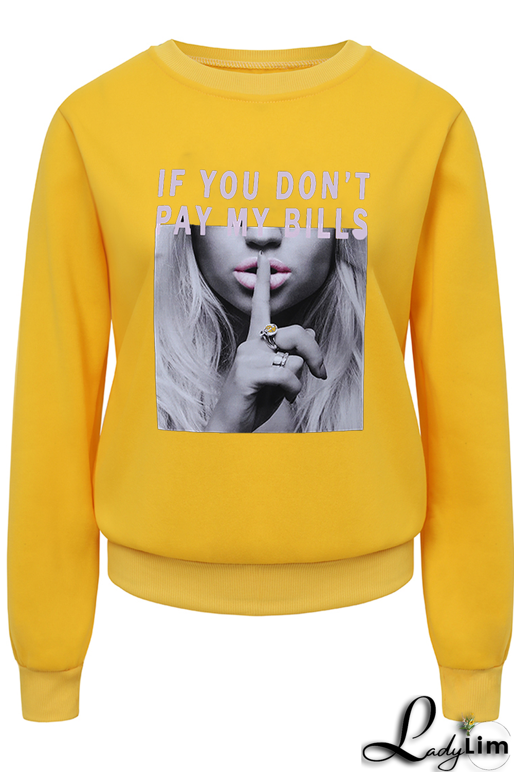 Yellow Fashion Casual Print Split Joint Letter O Neck Tops