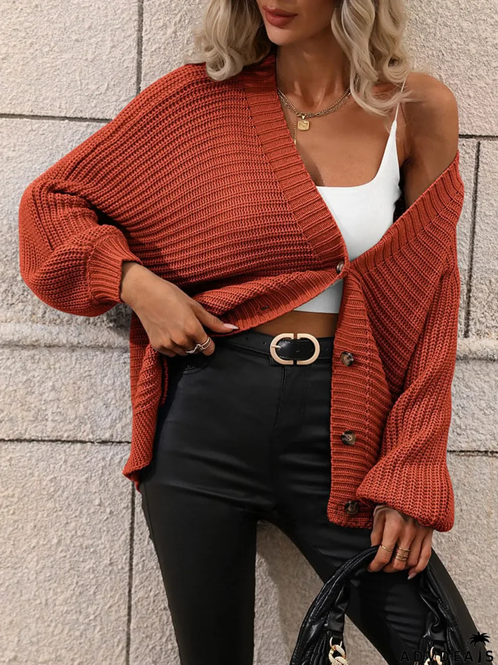Women'S Sweater Solid Color Knitted Cardigan