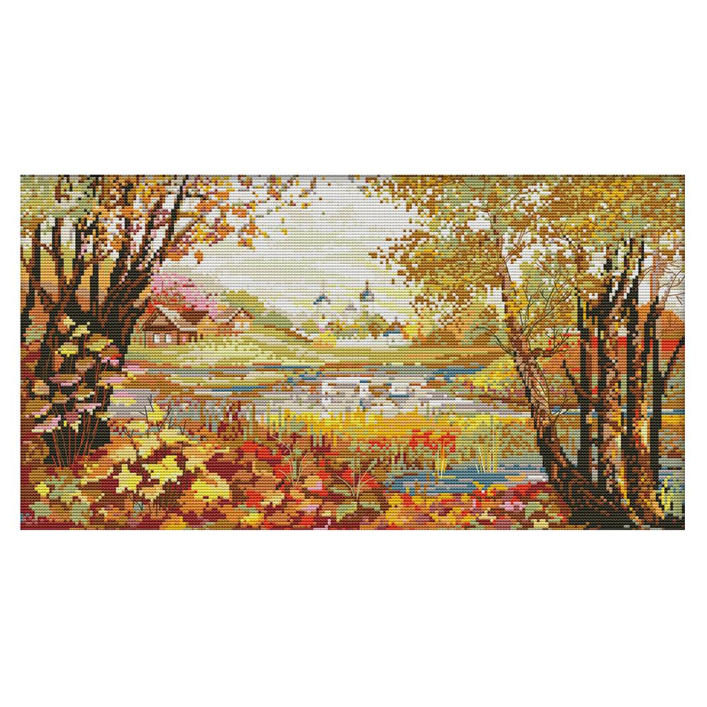 

Autumn Scenery - 14CT Stamped Cross Stitch - 50*30cm, 501 Original
