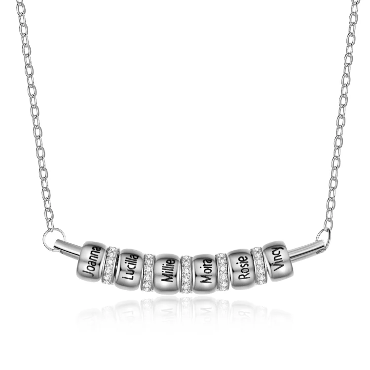 Smile Bar Halskette verziert mit 6 Namen vergoldeten Perle