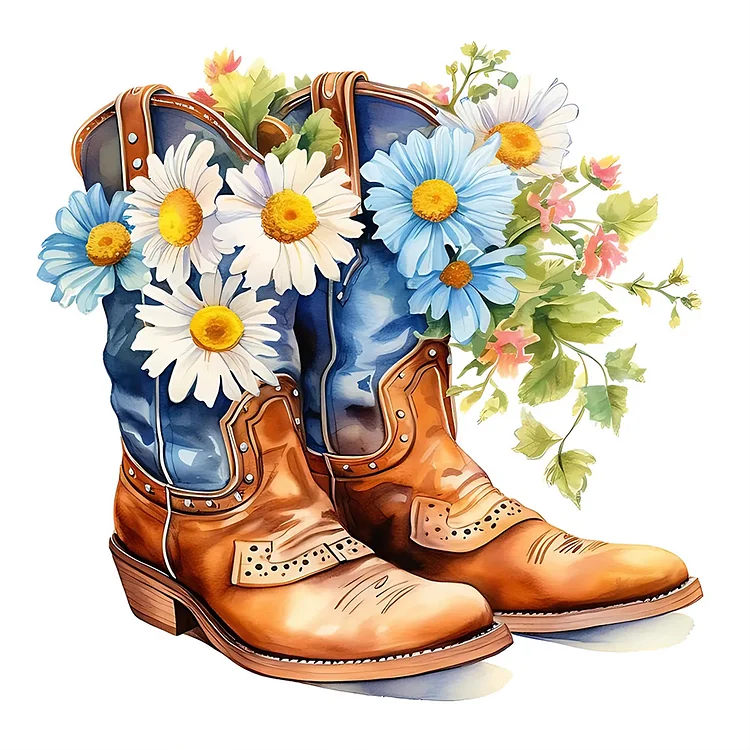 Cowboy Boots 40*40CM (Canvas) Full Round Drill Diamond Painting gbfke