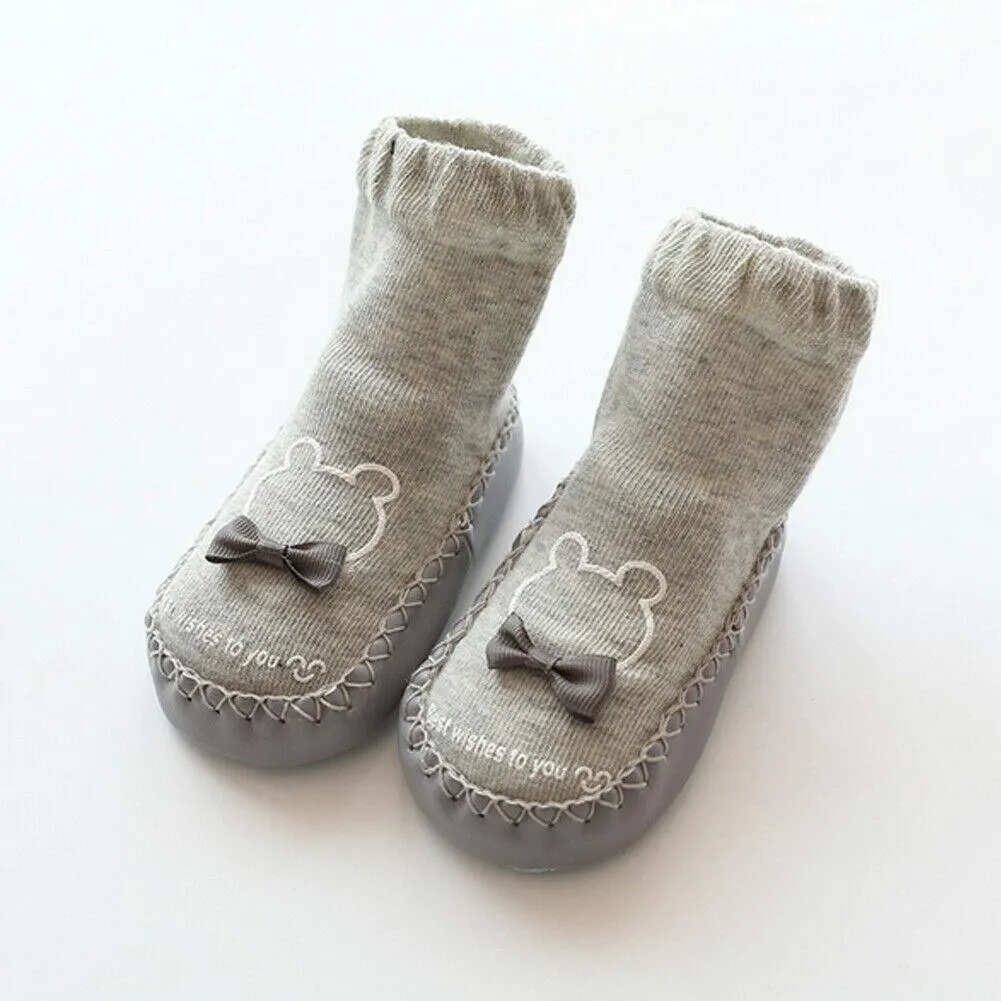 2019 Baby Socks Baby Cute Cartoon Non-slip Cotton Toddler Floor Socks Kids Shoes Slipper Bowknot Sewing Thread Socks