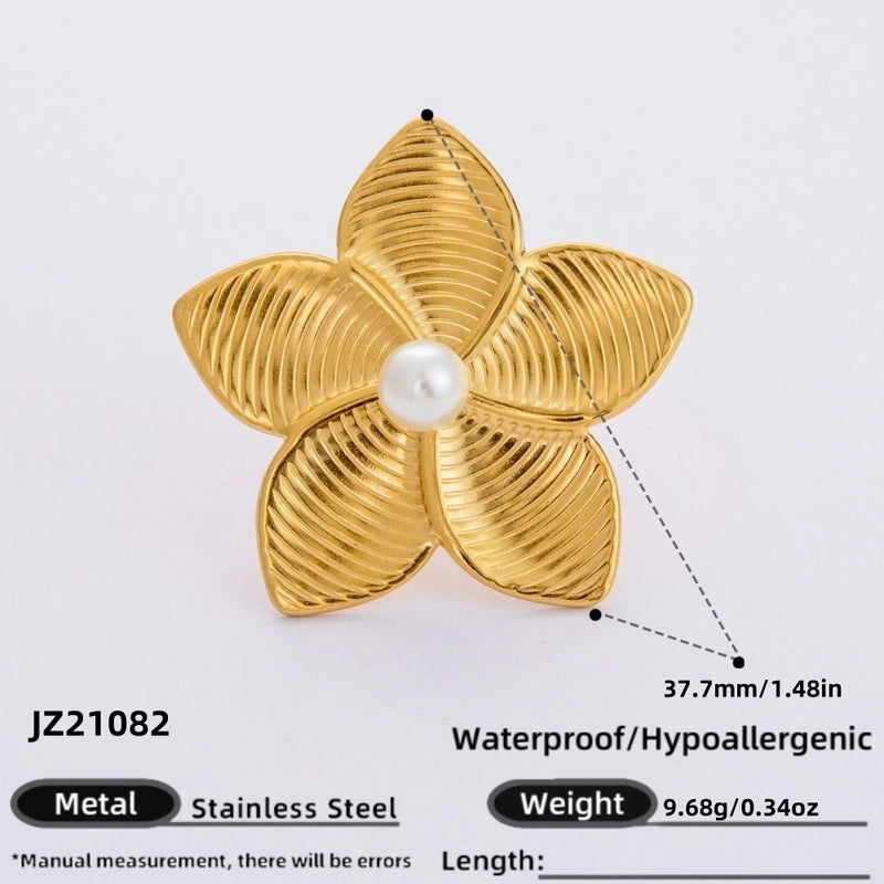 Vintage Style French Style Geometric Flower 304 Stainless Steel Open Rings