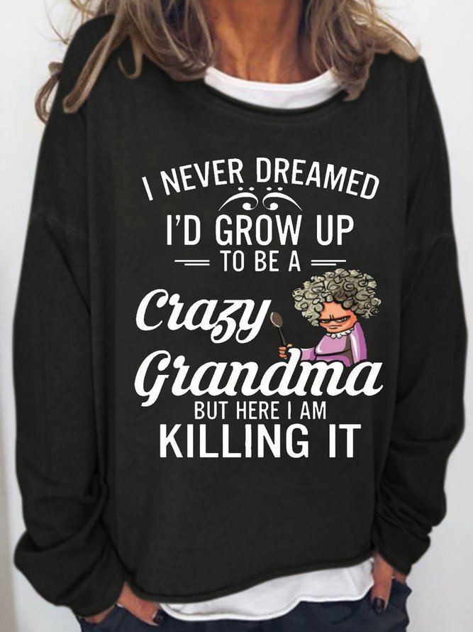 Womens Funny Letter Grandma Casual Sweatshirts