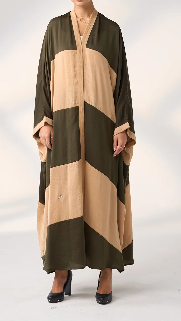 Cotton And Linen Stitching Cardigan Abaya-inspireuse