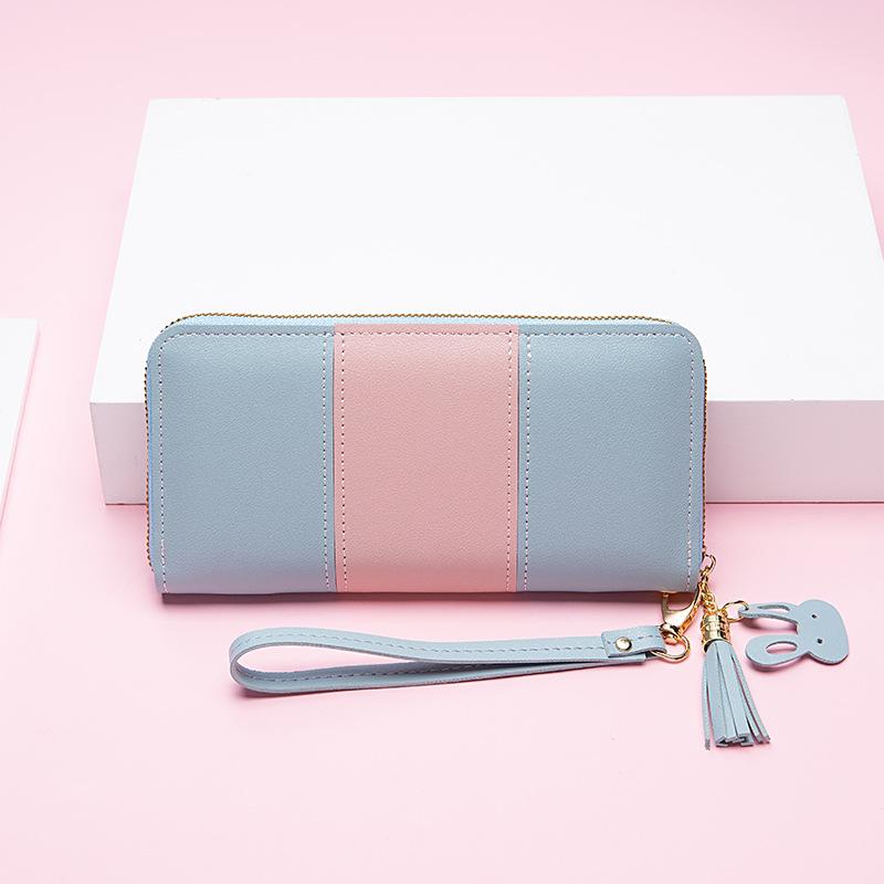 Fashion Wallet Long Girl Bag New Contrast Zipper Carry Wallet Card Bag