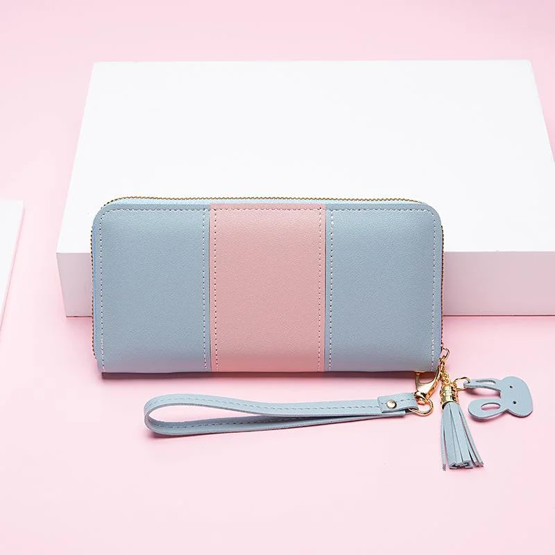 Fashion Wallet Long Girl Bag New Contrast Zipper Carry Wallet Card Bag