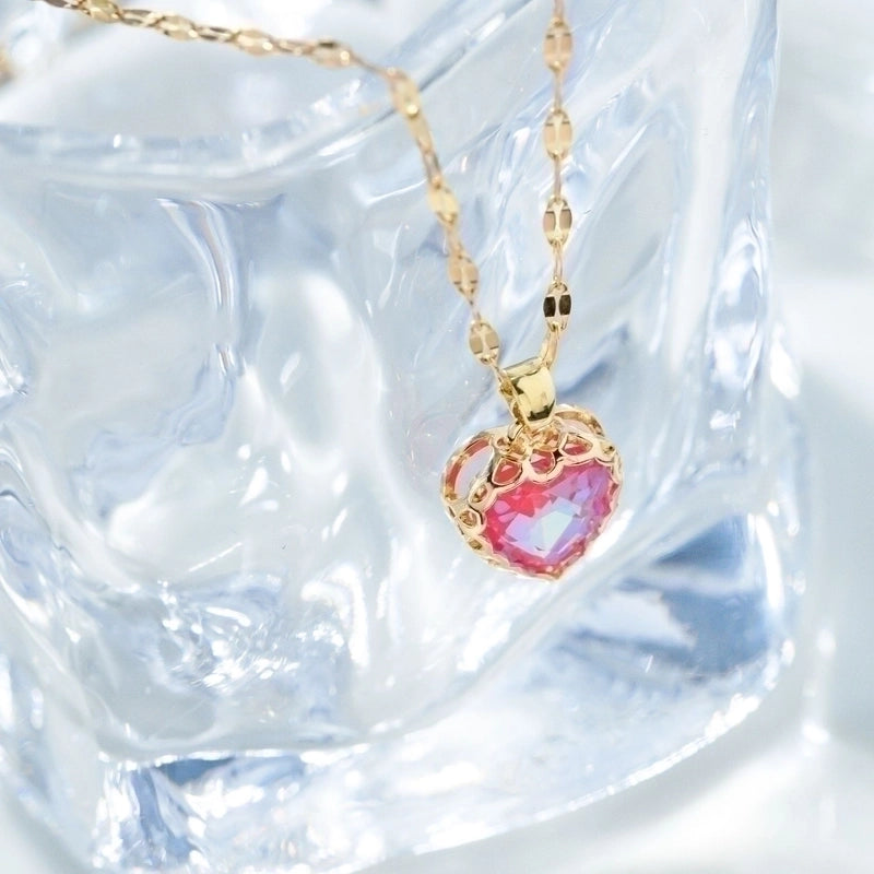 Elegant Streetwear Heart Shape Copper Inlay K Gold Plated Zircon Pendant Necklace