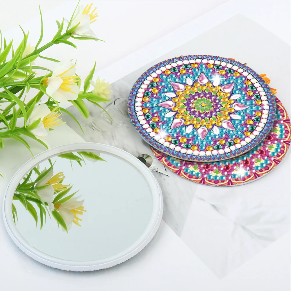 3pcs Diamond Painting Makeup Mirror Portable DIY Datura for Girl
