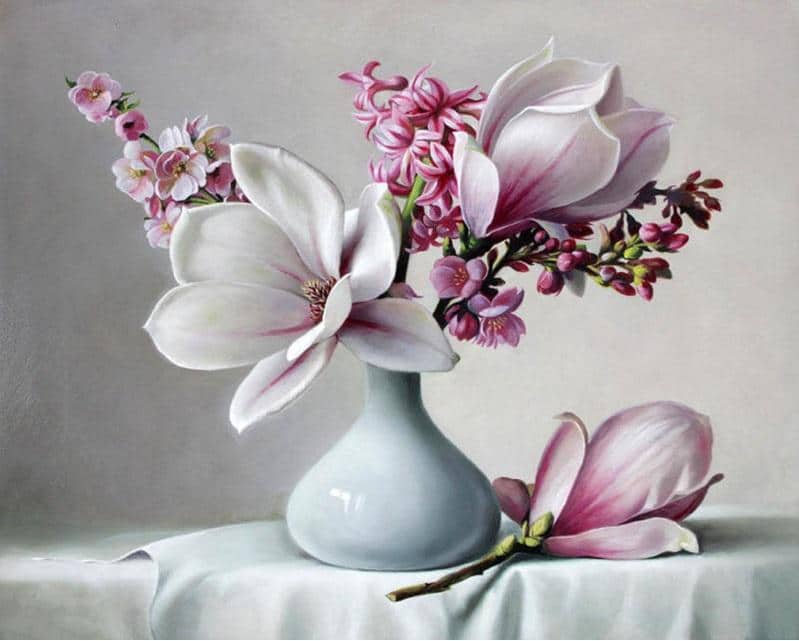 

White Flowers – Paint By Numbers - 40*50CM, 501 Original