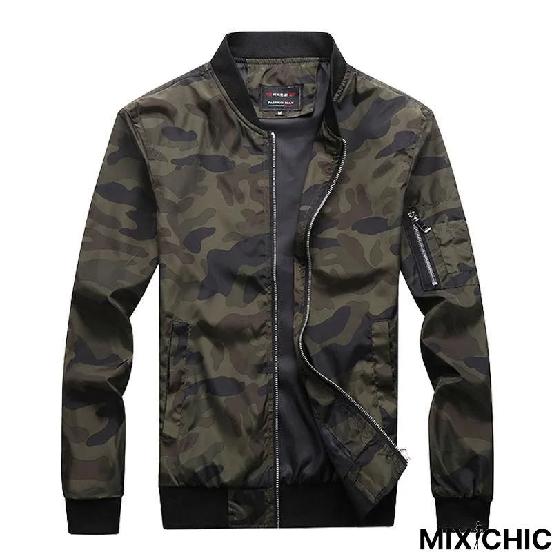 Men Camouflage Coats Camo Outwear Plus Size Bomber Jacket