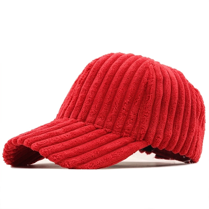 Fashion Casual Solid Color Stripe Corduroy Cap