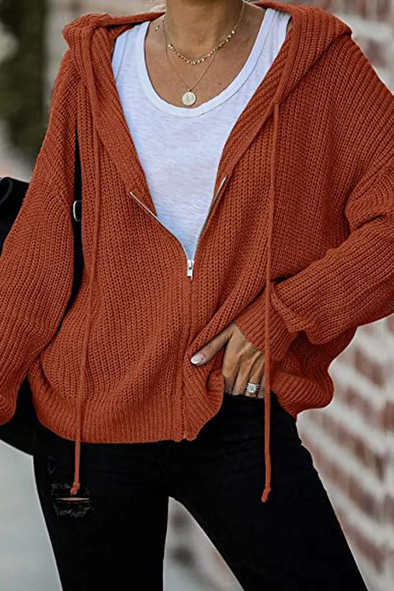 Zipper Casual Sweater Hooded Coat