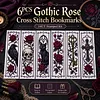 Gothic Roses 14CT 2 Strands Cross Stitching Bookmark Kit 6PCS Single-Sided Stamped Embroidery Page Marker Set Vintage Stamped Cross Stitch Page Charm for Teachers Bookworms Women Readers tapestrymarket