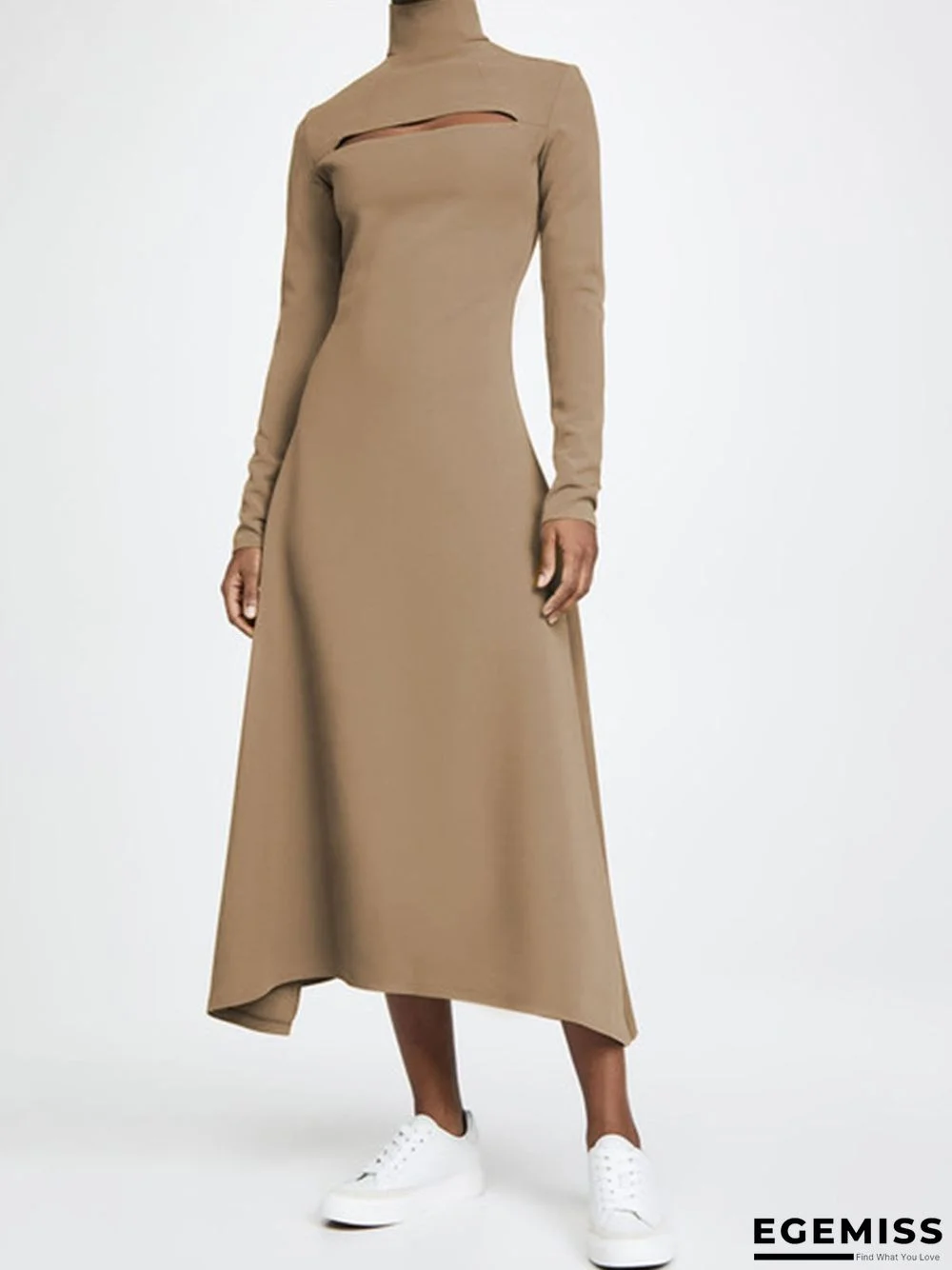 Regular Fit High Neck Elegant Maxi Dress | EGEMISS