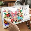 Butterfly Diamond Art Monthly Flip Tabletop Calendar January 2027 - December 2028 Small Desktop Calendar Planner 24 Months for Living Room Bedroom Office Desk Gift Giving