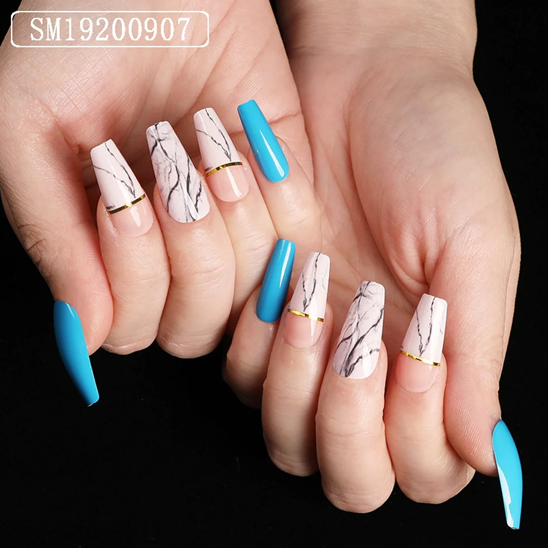 Artificial Glitter Pink Graffiti Detachable Long Almond False Nails Wearable Fake Nails Full Cover Nail Tips Press On Nails 24pc