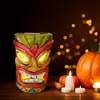 Outdoor Tiki Statue Garden Deco with Solar Light Hawaiian Tiki Ornament (Blue)