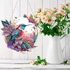 (Upgrade Size)DIY Double Sided Effect Diamond Painting Hanging Pendant Kit (Flower Bird)