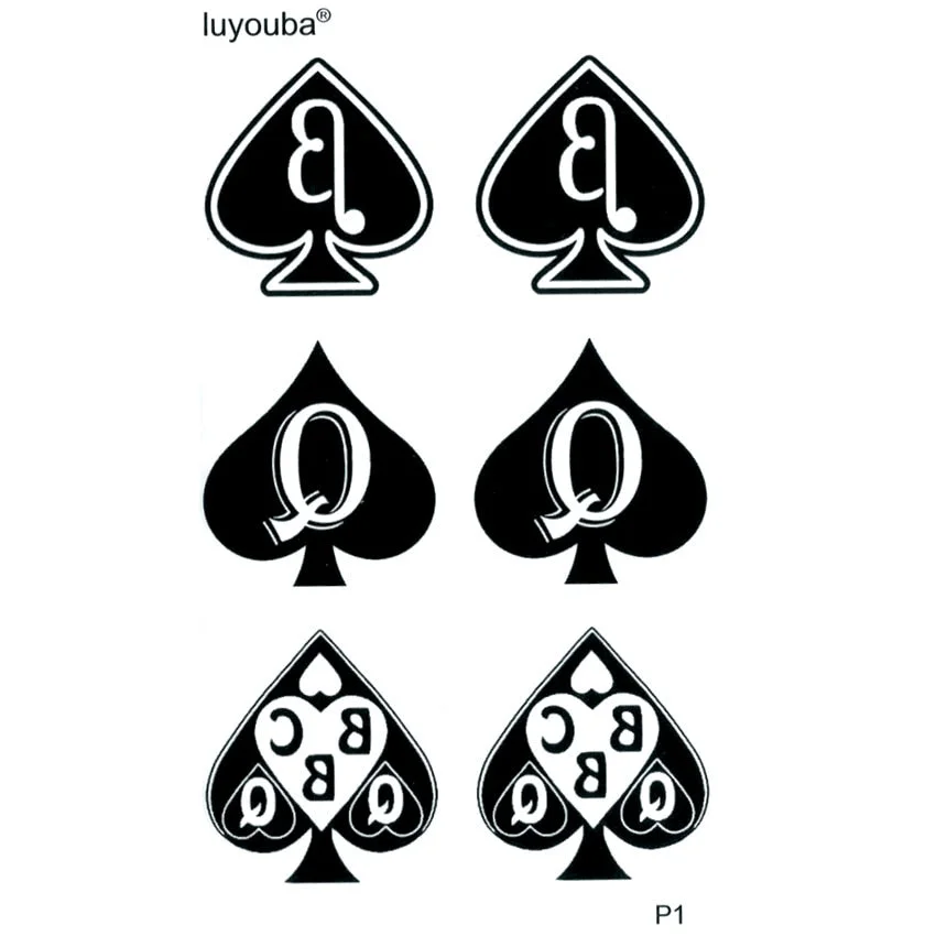 Poker Spades Waterproof Temporary Tattoos Women Fake Tattoo Body Stickers Tatoo Men Festival Tattoo Tatuajes Faux Tatouage