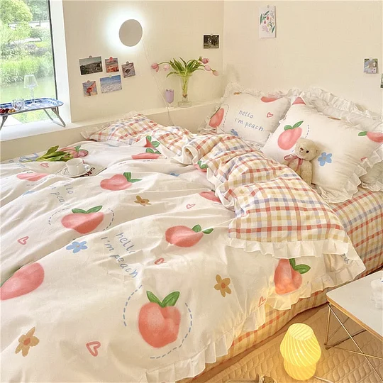 Kawaii Korean Bedding Set - Cute and Comfortable Twin Full Queen