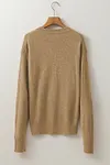 Women's Straw Yellow Brushed Cashmere Round Neck Casual Fitted Sweater