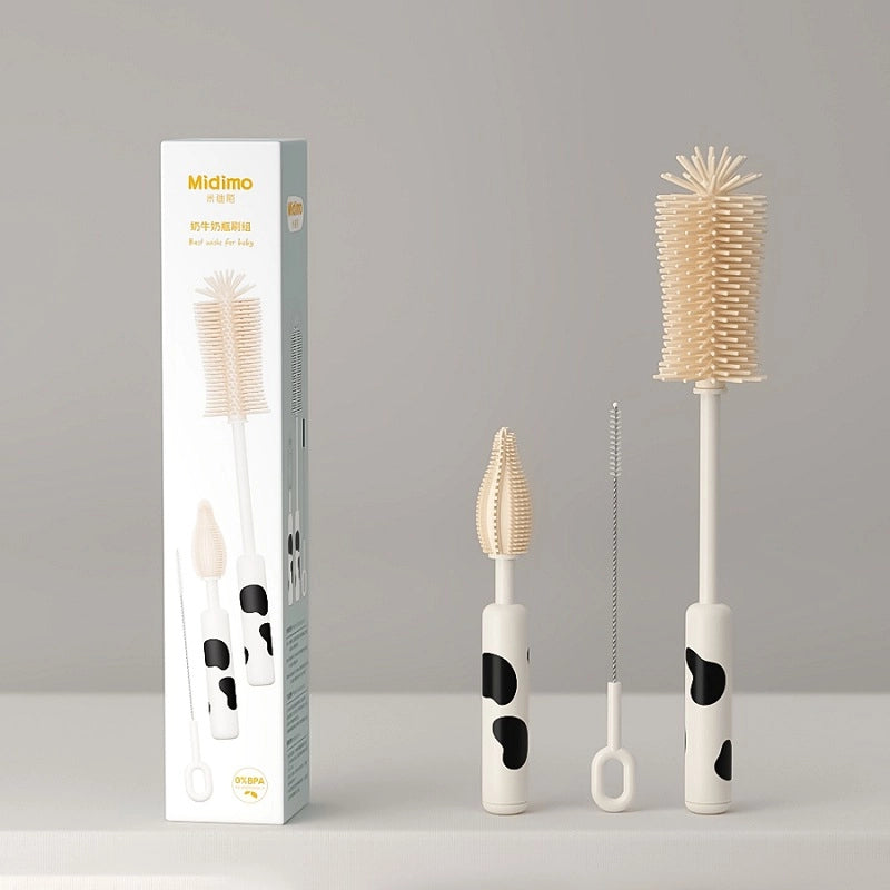 Silicone Bottle Brush Portable Bottle Brush Suit Baby Bottle Cleaning Brush Drain Rack Washing Bottle