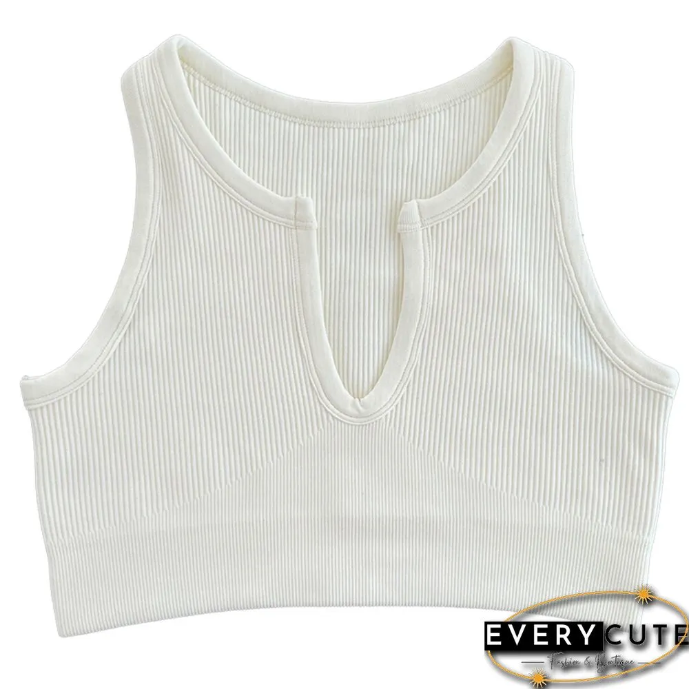 Beige Seamless Sleeveless Sports Vest Bra