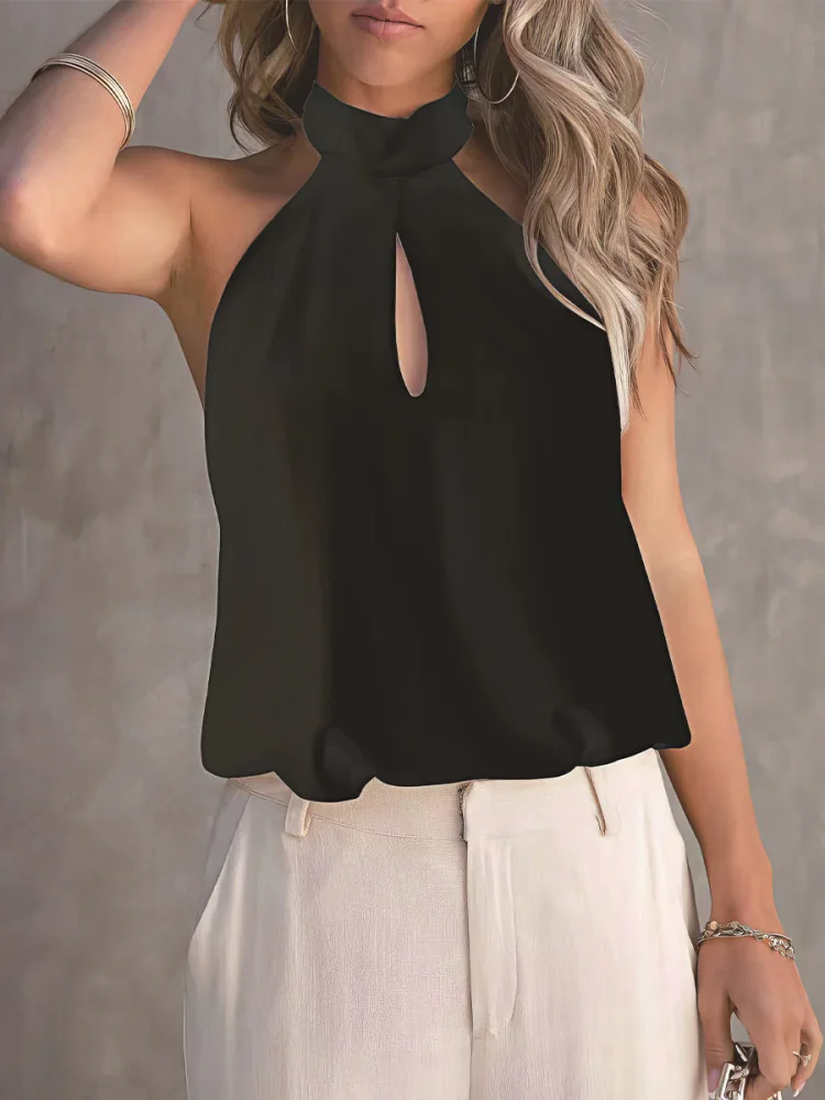 Women's T-Shirts Halter Neck Strap Lace Up Sexy T-Shirt
