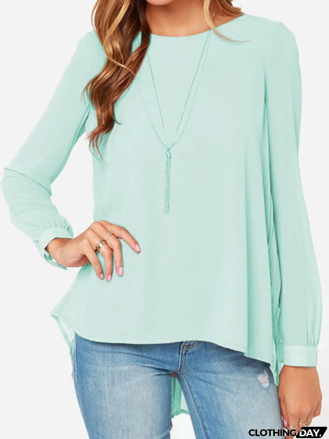 Full Size Round Neck Back Pleated Blouse