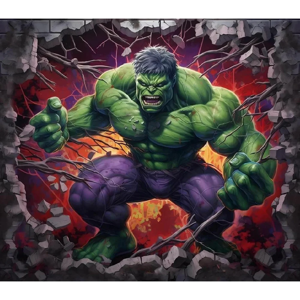 Diamond Painting - Full Round Drill - Hulk Breaking Wall(Canvas|40*35cm)