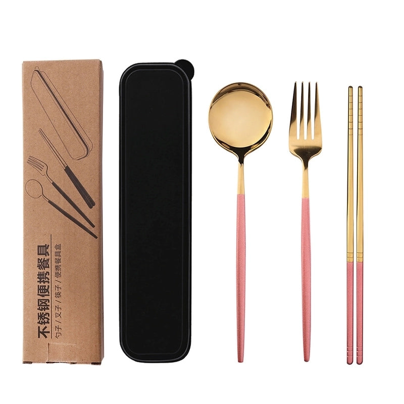 Casual Solid Color Stainless Steel Tableware 1 Set