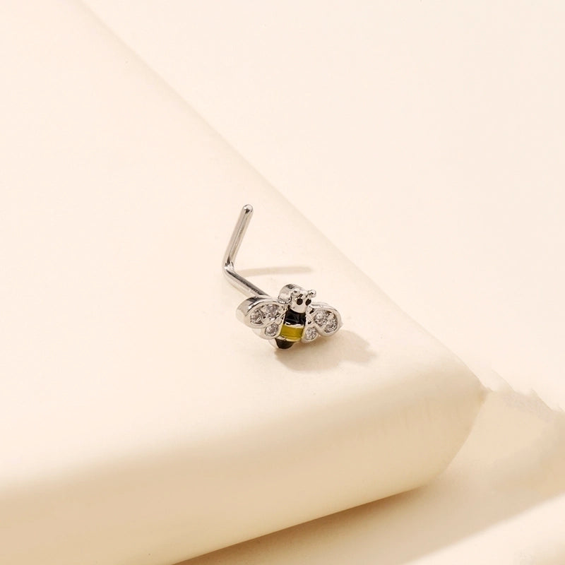 Nose Rings & Studs Cute Minimalist Bee Brass Nose Rings & Studs