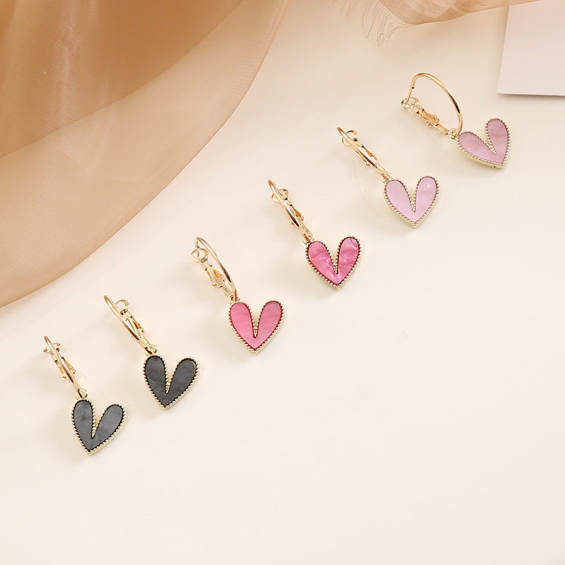 Women Heart Alloy Electroplating Stud Earrings