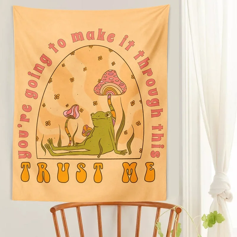 Mushroom Frog Tapestry Wall Hanging Retro trust me Bohemian Decoration Home Decoration Hippie Mattress Girls Dorm Room Decor