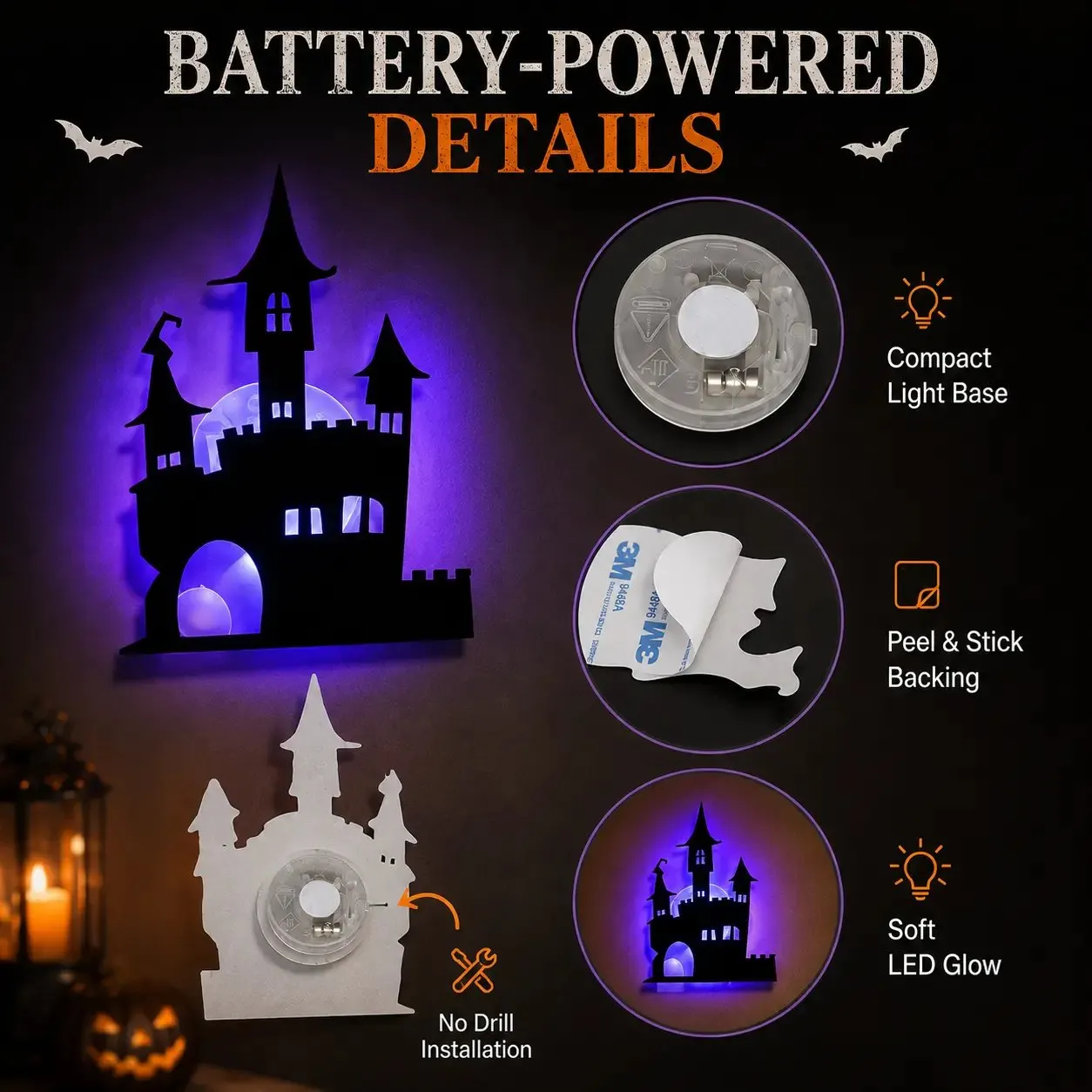 Eight-piece Halloween wall light set