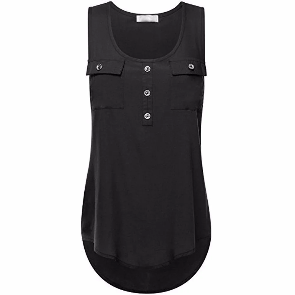 Fashion Buttons Tank Tops Womens Tops Plus Size tshirt Sleeveless Tops Casual Summer Ladies Sexy Tunic Tops Vest Female Blusas