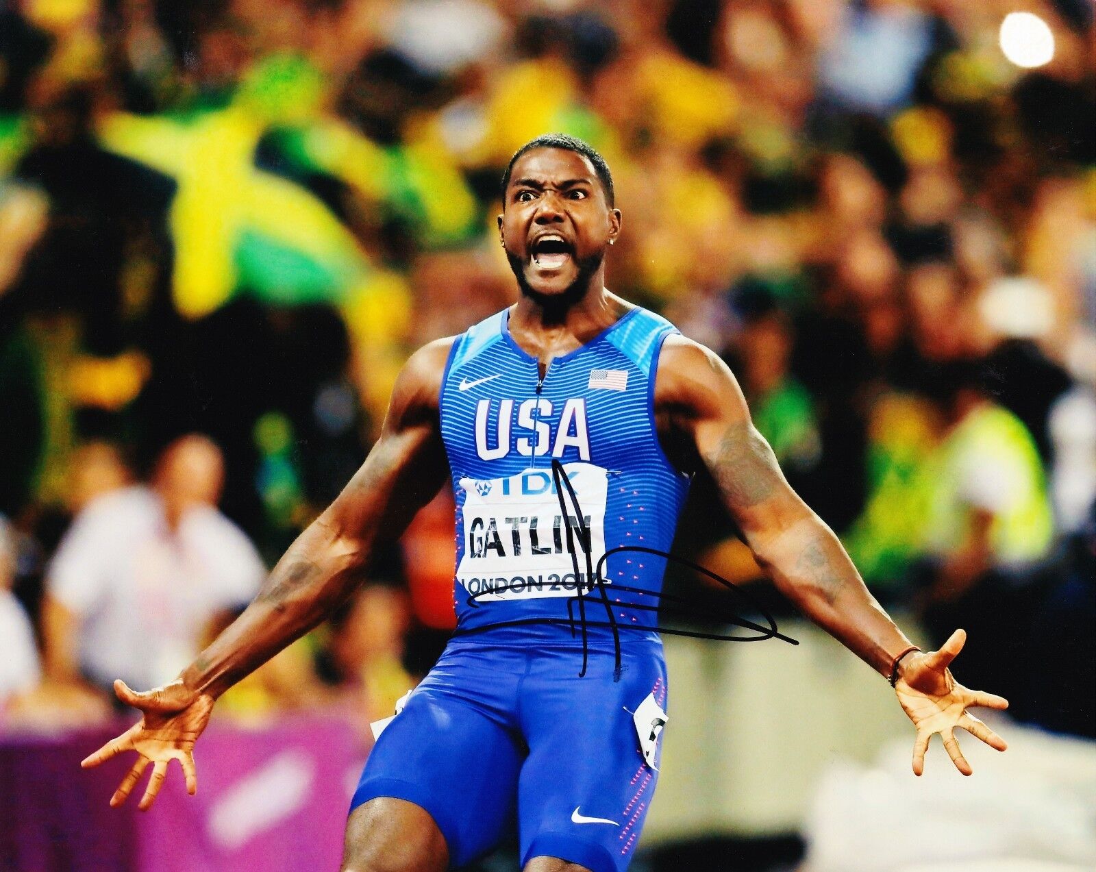 Justin Gatlin Signed 10X8 Photo Poster painting American Athlete AFTAL COA (A)