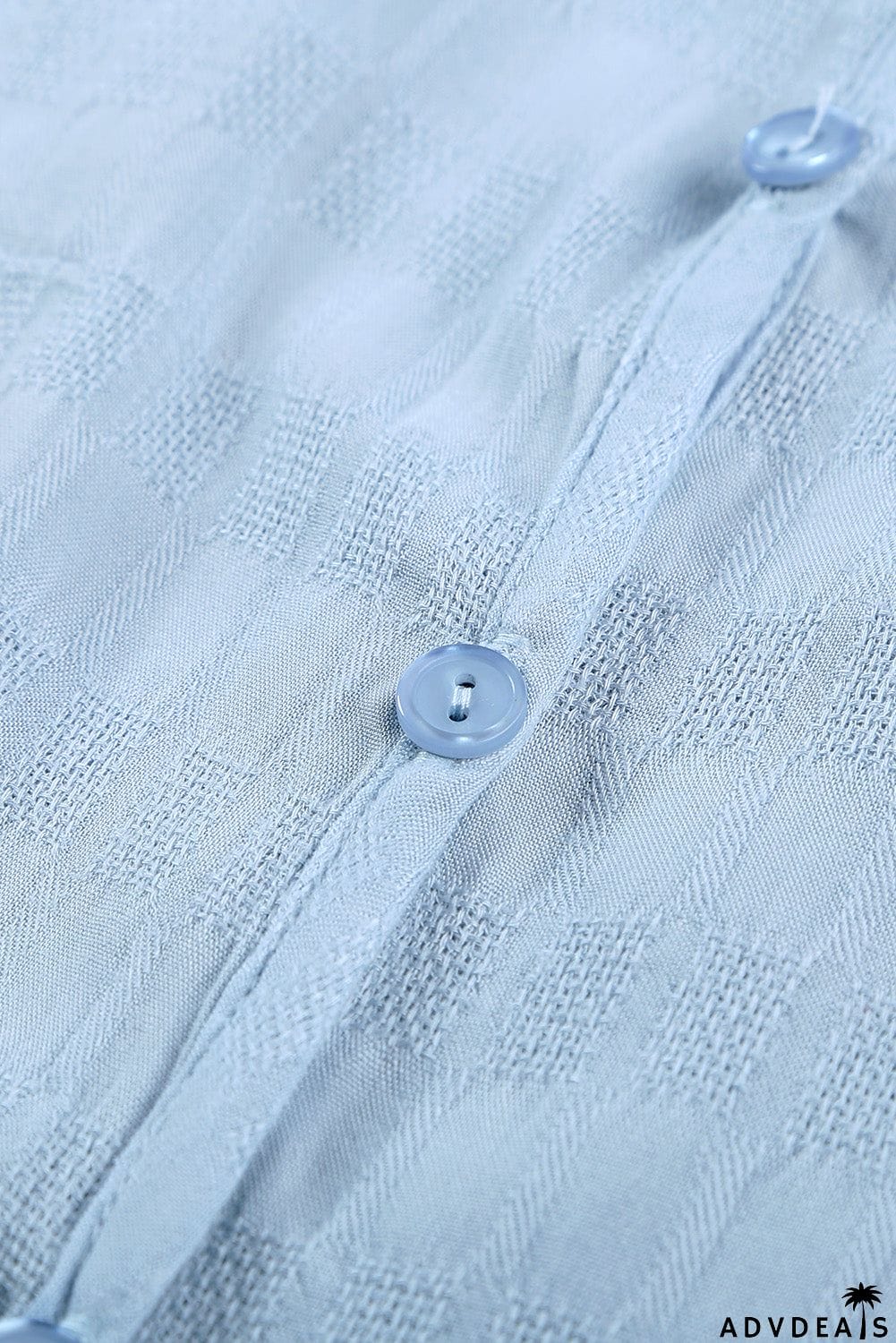 Chic Sky Blue Lace Tie Front Button V Neck Tank Top