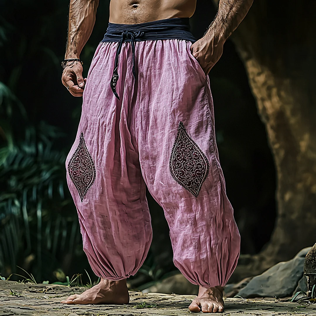 Men's Ethnic Loose Outdoor Wide-leg Linen Harem Pants-inspireuse