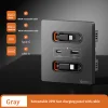 International Electric 20W Fast Charging USB Socket Switch Panel 86 Type Mobile Phone Charging Type-c Home With Retractable Wire