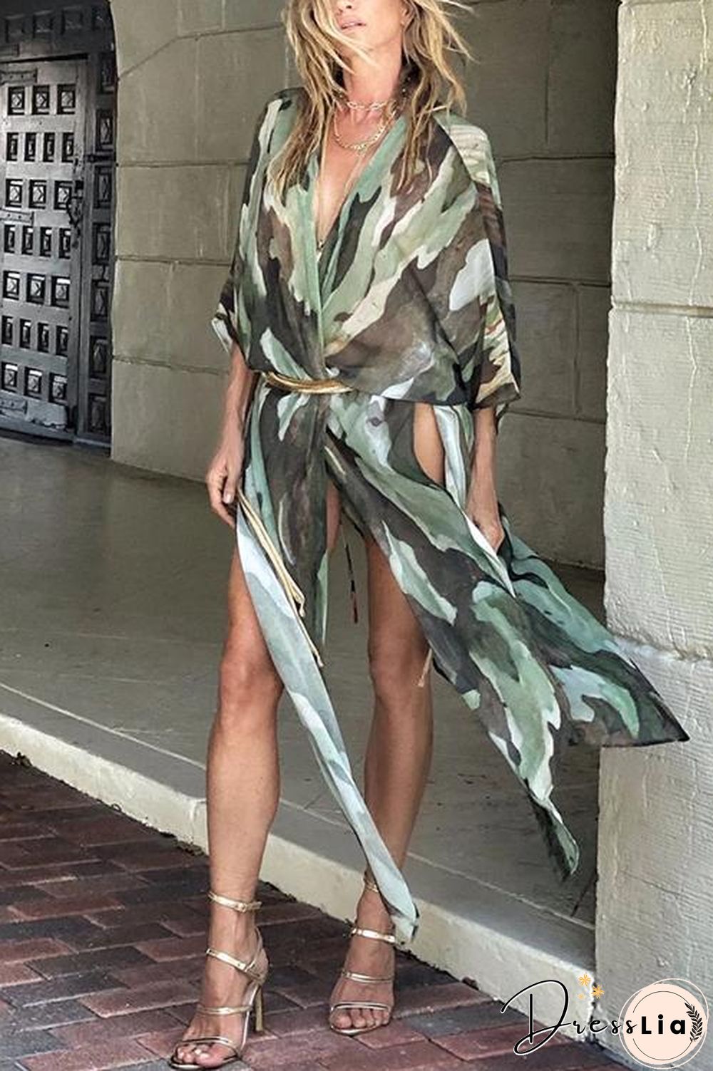 Print Slit Bat Cardigan