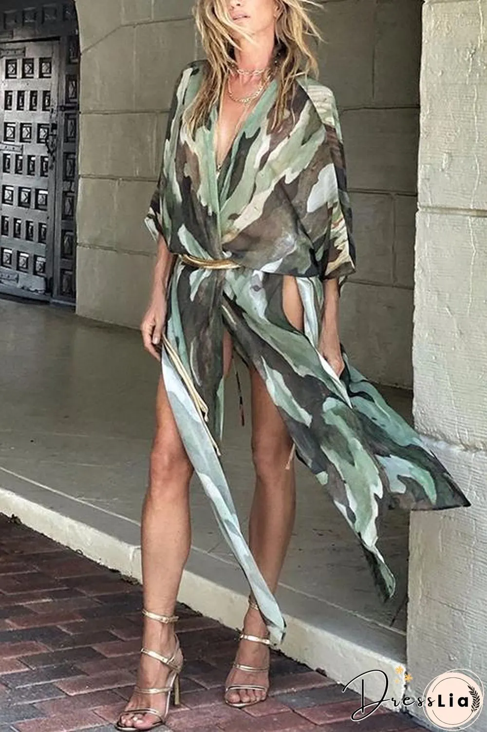 Print Slit Bat Cardigan