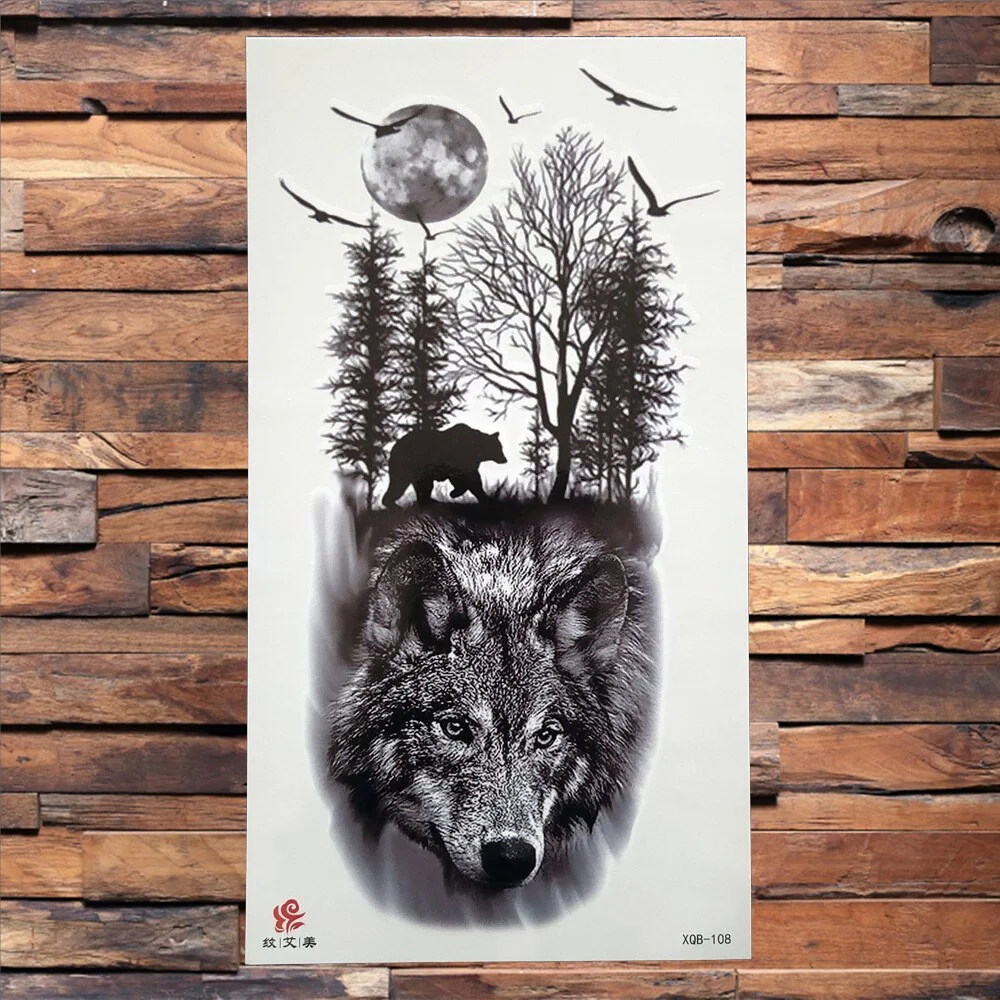 Black Dragon King Temporary Tattoo For Men Women Tree Snake Flower Tattoos Waterproof Unique Sword Flash Fake Tatoos Armbands