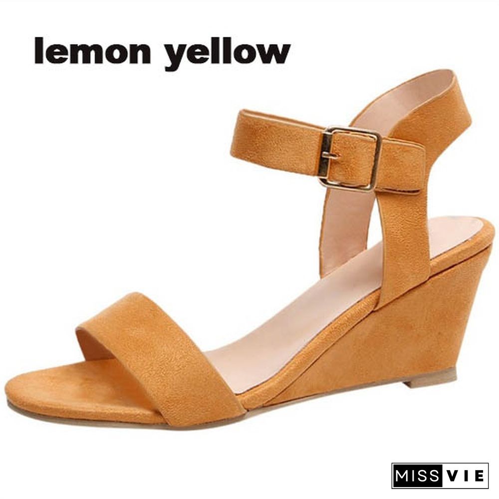 Summer new women's high-heel buckle sandals temperament versatile Size：EU 35-43