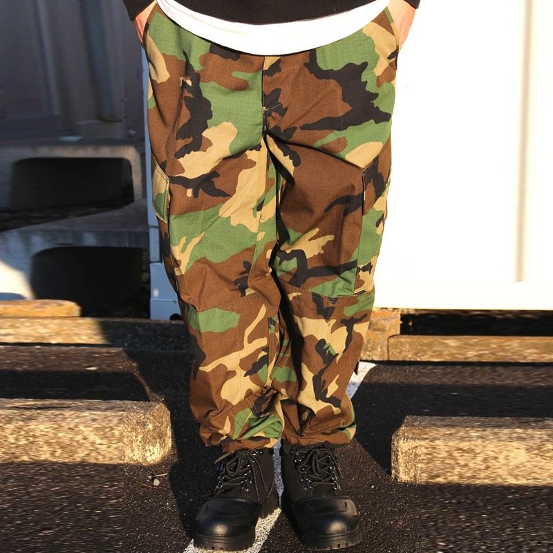 Vintage Tactical Jungle Camouflage Wide Leg Pants