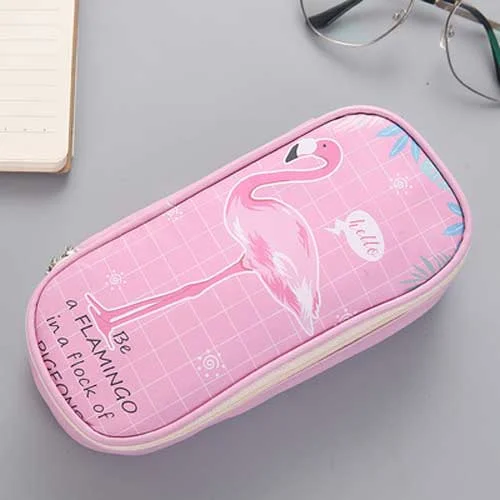 Cute Flamingo Pencil Case for Girls School Supplies Korean kawaii Stationery Big Multifunctional Pencil box Bag Pencilcase Gift
