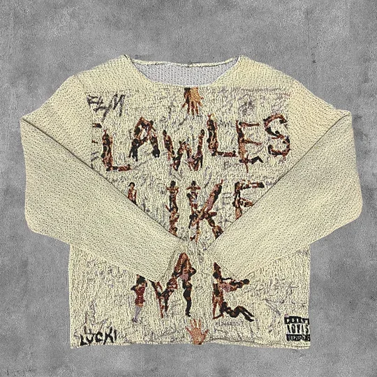 Trendy Personalized Flawless Like Me Printed Casual Street Tapestry Knit Sweatshirt